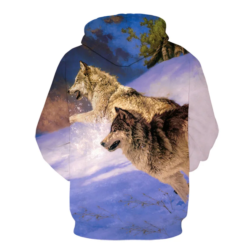 Fashion Men Wolf Animal 3D Printed Hooded Hoodies Men / Women's Shinning Wolf Design Sweatshirts 3D Harajuku Hoody
