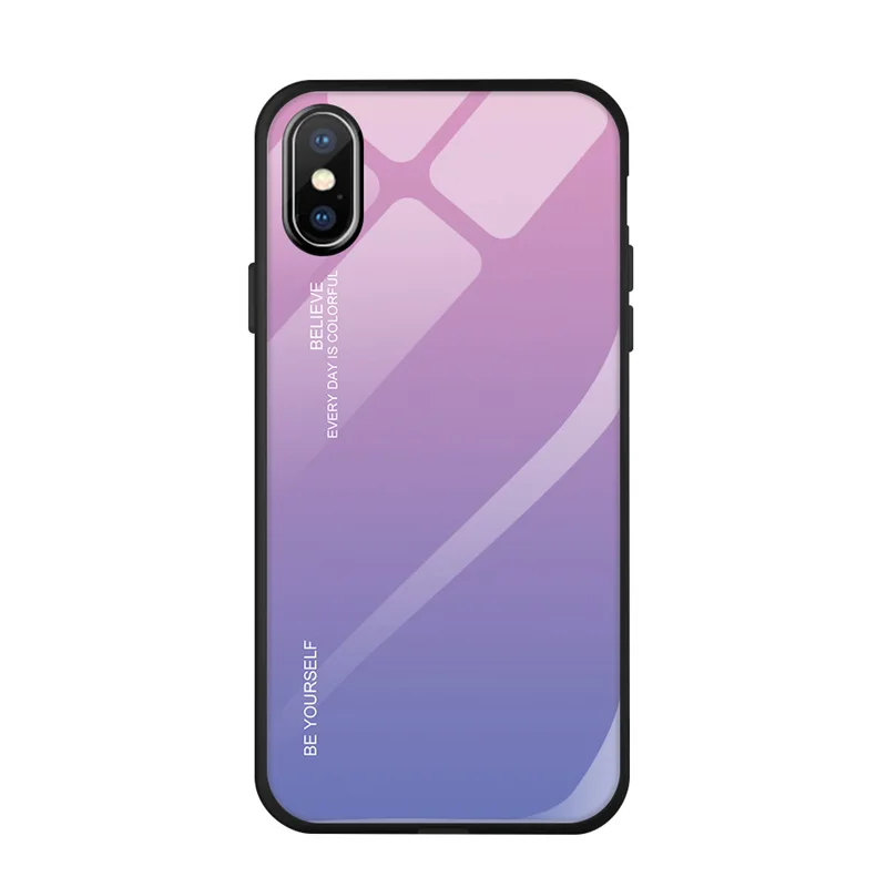Color 7 Чехол FLOVEME из закаленного стекла с градиентом 9H для iPhone 7 XS MAX XR X, чехол из разноцветного стекла, чехол для телефона для iPhone 7 8 6 6s Plus, Fundas - Цвет: Color 7