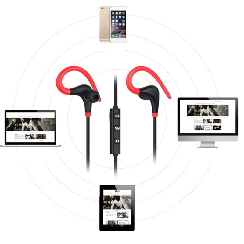 Беспроводные спортивные мини наушники Bluetooth гарнитура с микрофоном крючком для