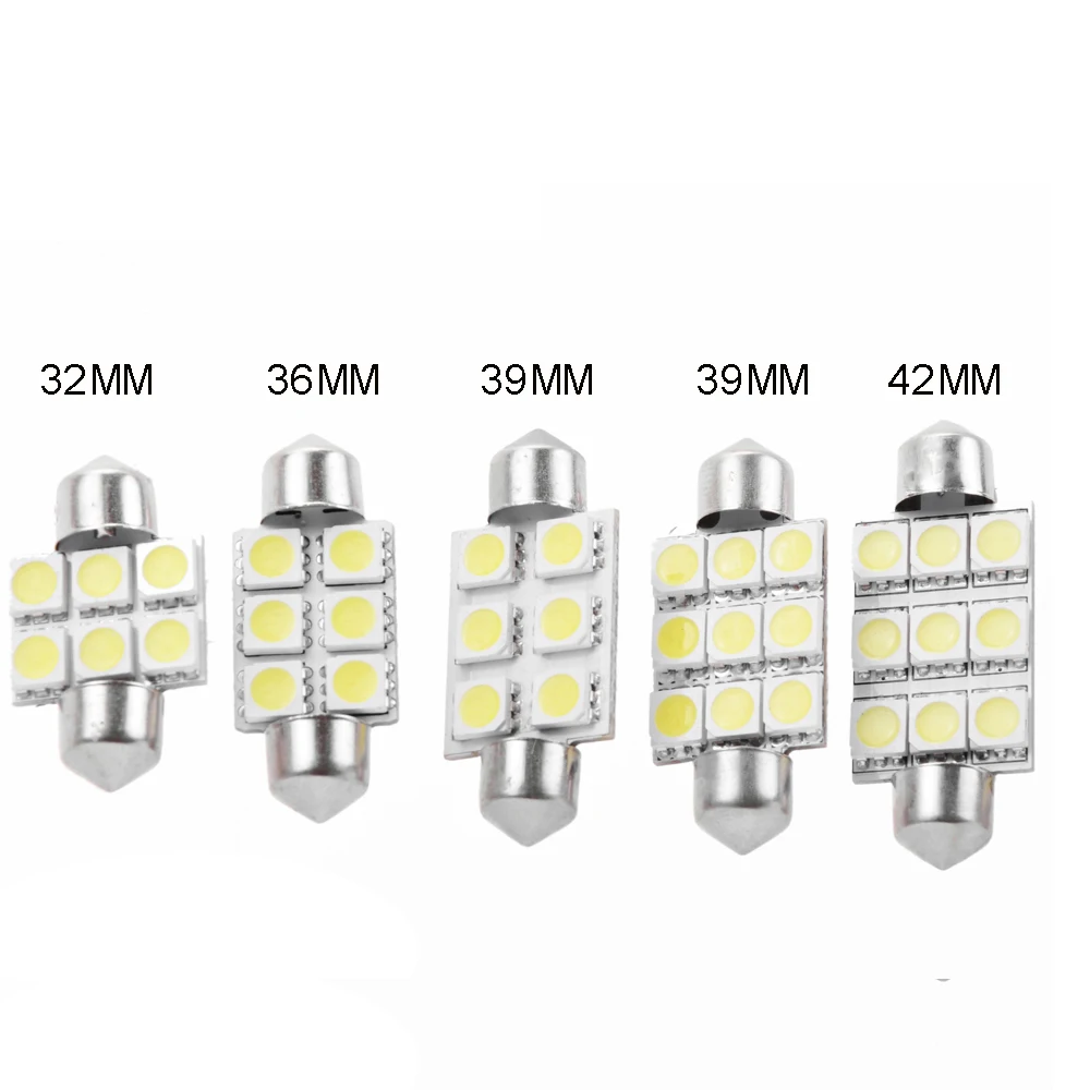 10 шт. Festoon Dome 32 мм 36 39 42 6 9SMD 5050 белая лампа для чтения номерного знака светодиодный