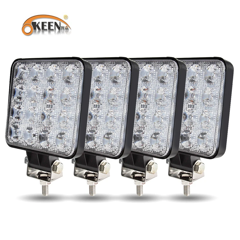 

OKEEN Official Bright 4800LM 4Pcs 48W led work lights for tractors 4in 12V 24V light Spot LED worklight bar for off road Tractor