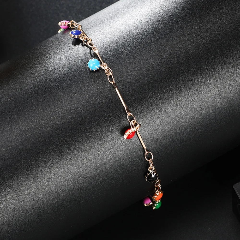 Vintage Creative Flower Candy Color Anklet Bracelet Foot Jewelry Leg New Anklets Ankle Bracelets#4J13
