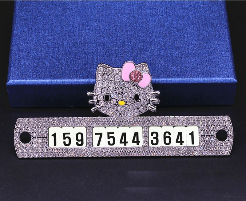 Шикарный милый мультфильм hello kitty Автомобильная временная парковка телефонная карточка пластина авто Сплав с алмазными креативными пластинами