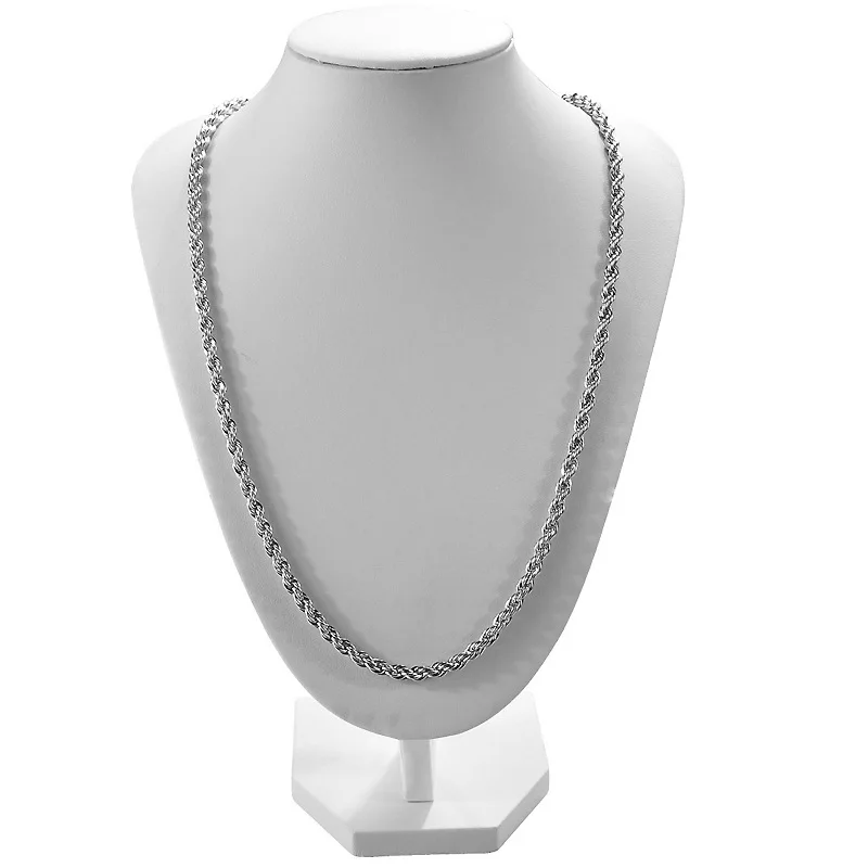 

OMHXZJ Wholesale Personality Fashion Unisex Party Wedding Gift Silver 3MM Rope Chain 925 Sterling Silver Chain Necklace NC185