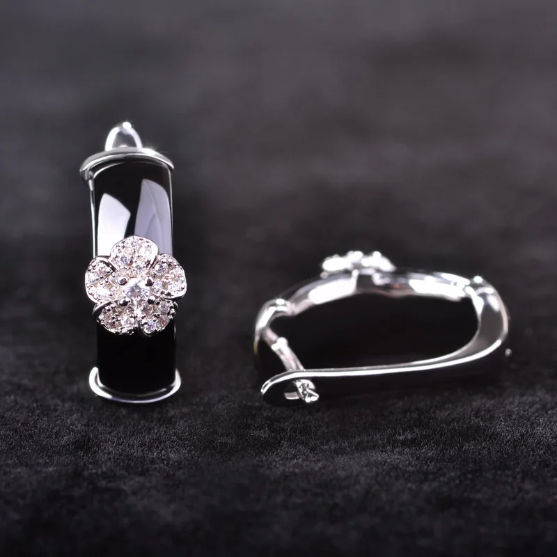 Женский комплект украшений с большим цветком набор из кольца и сережек медные