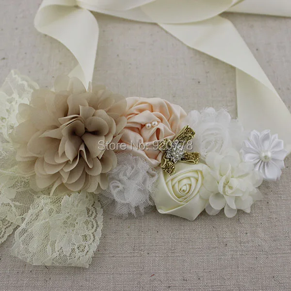1 шт Цветочный бежевый и слоновой кости свадебный пояс Винтажный стиль цветок для