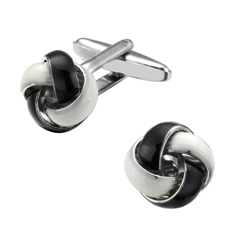 Круглые черно белые запонки с перекрещивающимися кругами высококачественные