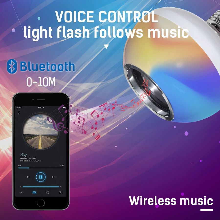 E27 16Color Changing Magic Bulb Lamp 110-265V Bluetooth control RGB Led Light Home Decoration Interior Bowl shaped Bombilla LED | Лампы и