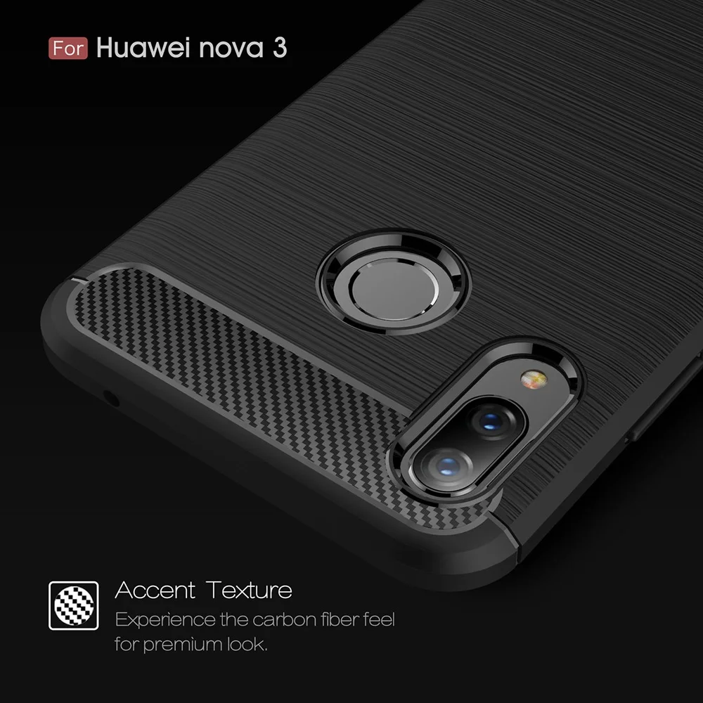 Чехол для мобильного телефона Huawei nova 3 из углеродного волокна Мягкий ТПУ
