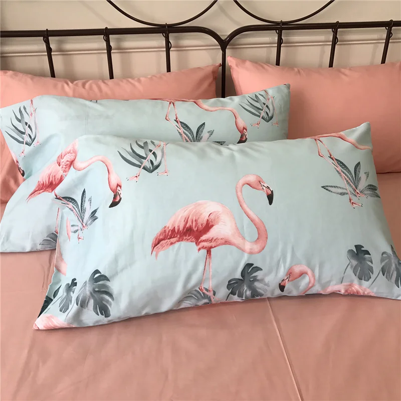 6 шт. 100% хлопок постельное белье Полный Queen king size пододеяльники Розовый фламинго