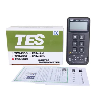 TES 1303 цифровой двойной Вход K Тип регулятор температуры с термопарным термометр