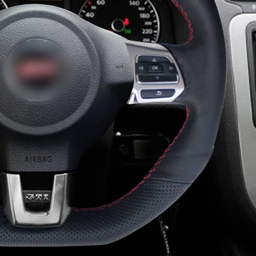 Черный PU Искусственная Кожа DIY автомобиля Руль Обложка для Volkswagen Golf 6 GTI MK6 VW Polo GT Scirocco R Passat CC R-Line 2010