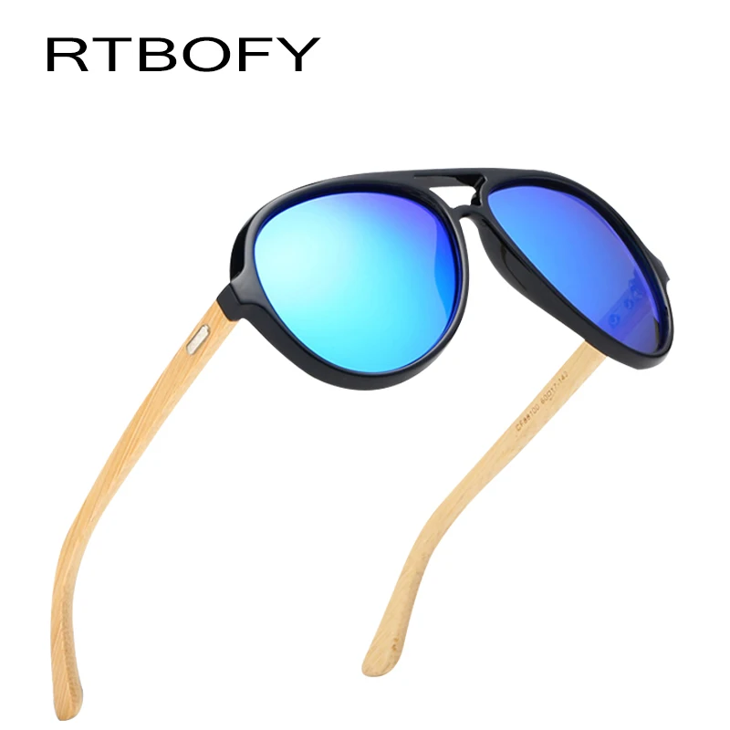 RTBOFY поляризационные деревянные солнцезащитные очки фирменный дизайн бамбуковые