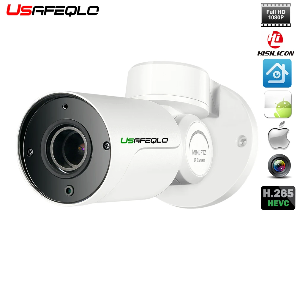 IP PTZ Bullet Камера 1080 P Full HD ONVIF P2P IP66 Водонепроницаемый возможностью погружения на глубину до 30 м ИК Ночное видение IP Камера мини наружная камера наблюдения с датчиком PTZ H.265 1080 P Камера
