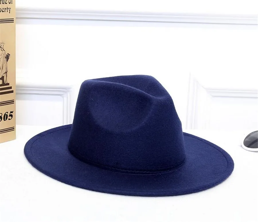 Шерстяная шляпа с широкими полями Fedora из чистого войлока купольным ведром для