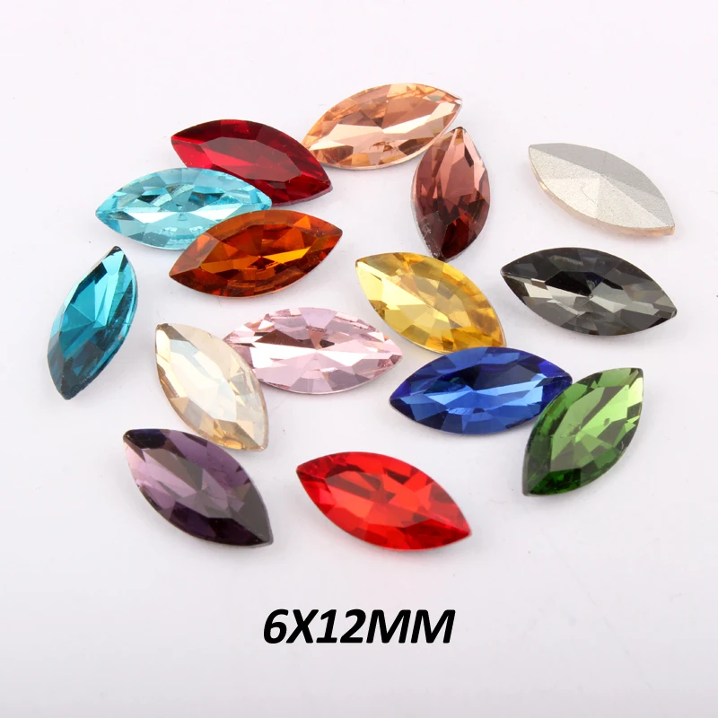 

Limited Real Bags Garment Shoes Round Rhinestones 6x12mm Horse Eye Glass Crystals Optional 16 Colors 100pcs Free Shipping