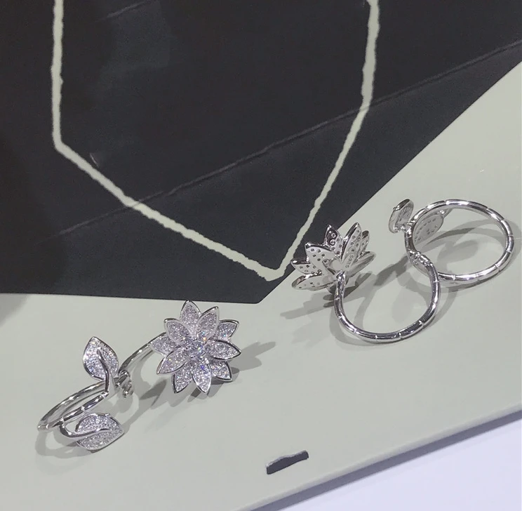 Реальные 925 стерлингового серебра Набор гайковерта с двойным открытым модный