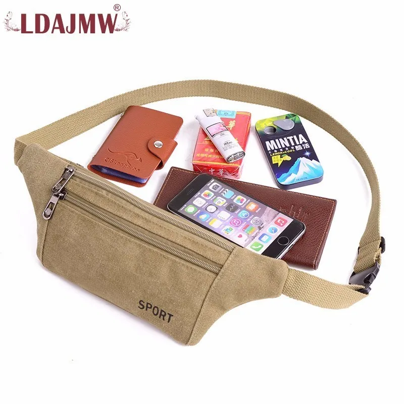 Fashion Leisure Motion Canvas Fanny Pack Waist Bag Pochete Money Belt Celulares Phone Bags Cases For Man Women | Багаж и сумки