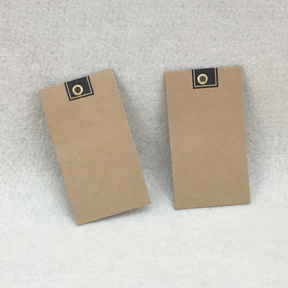 

Kraft Paper Price Gift Metal Inlaid Tag Hole British Style Design Blank DIY Rectangle Square Clothing Hang Tags 9x4cm 100Pcs/Lot