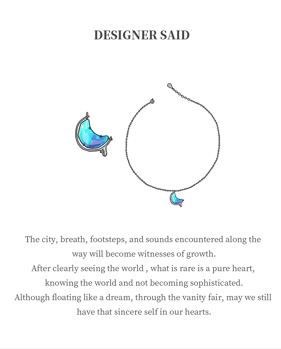 Thaya s925 Silver Water In The Moon Necklace Blue Moon Bohemia Women Choker Necklace for Women Jewelry Gift