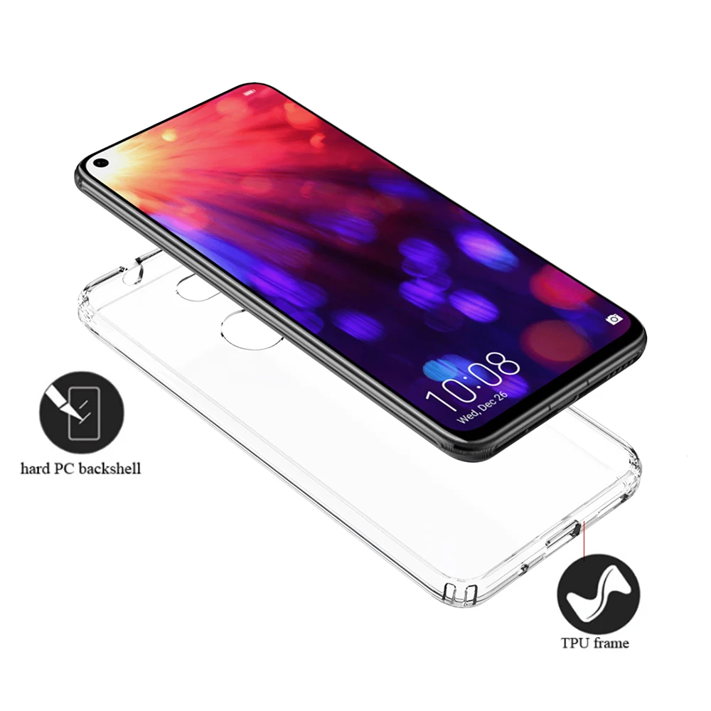 

for Huawei Honor V20 Case V 20 Shock-resistant Transparent Ultra thin Hard Back Slim Cover Clear Protective Shell Coque Bag