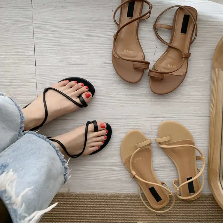 Летние женские сандалии Повседневная обувь Сандалии гладиаторы на плоской