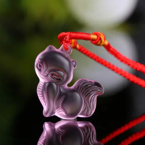 Модное ожерелье из натурального розового хрусталя с подвеской в виде лисы ручная