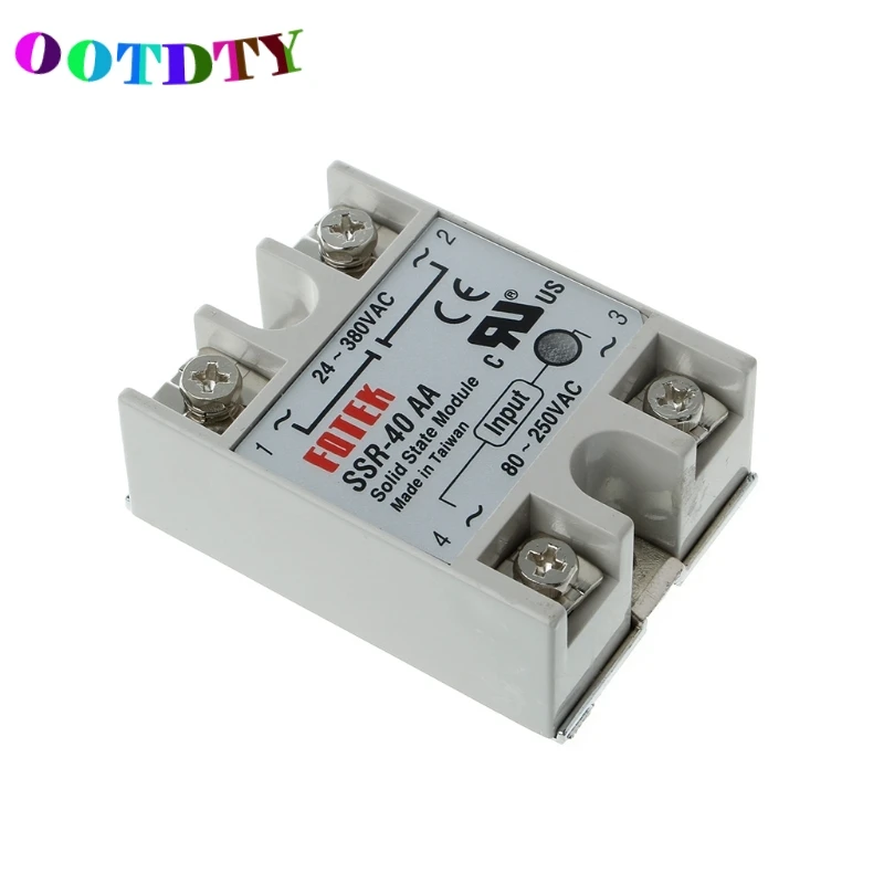 OOTDTY 1 шт. SSR 40 AA AC металлический базовый твердотельный релейный модуль 40AA 40A выход 24