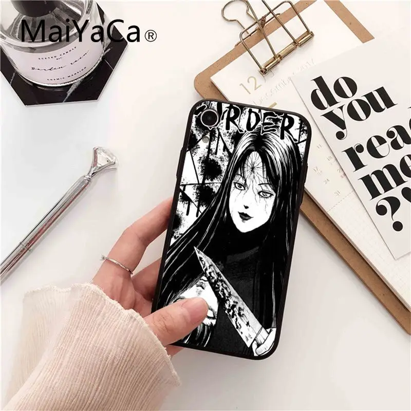 Maiyaca Junji Ito Tees Horror DIY окрашенный чехол для телефона iPhone 8 7 6 6S Plus X XS MAX 5 5S SE XR Fundas Capa |