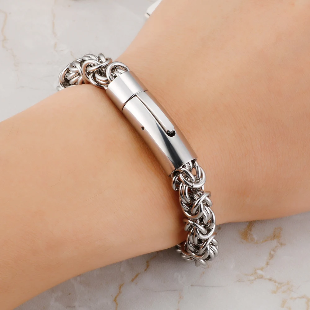 Браслеты из черных звеньев цепи для мужчин и женщин модные ювелирные изделия