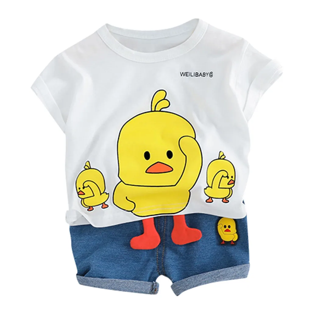 Telotuny boys set kids clothes toddler baby cartoon duck tops short pants casual outfits #40 | Детская одежда и обувь
