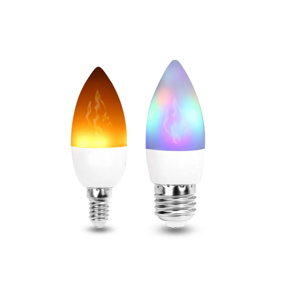 Светодиодная лампочсветильник свеча E27 E14 E12 светодиодное пламенное освещение RGB