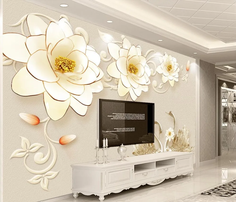 Европейский большой 3D обои цветок фото печать фрески для стен спальни Мода