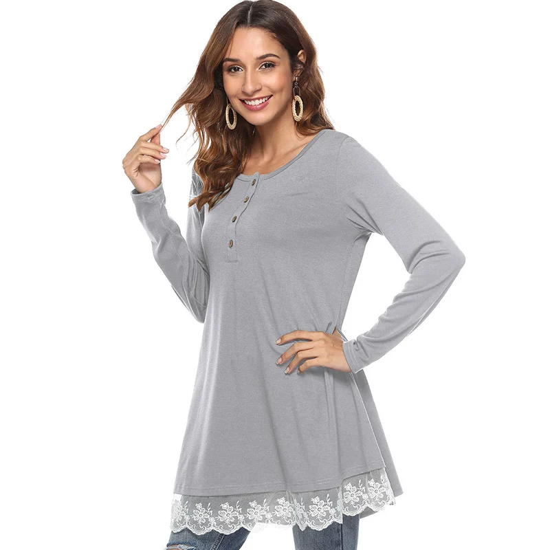Свободные Camisetas Mujer Осенняя футболка Женские топы Мода Европейский Стиль