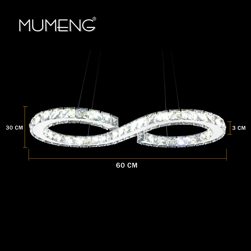 MUMENG Современная хромированная люстра кристаллы бриллиантовое кольцо 24 Вт