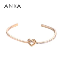 anka heart rhinestone bracelets bangles for women jewelry gold color give girlfriend and mom the best gift 133411