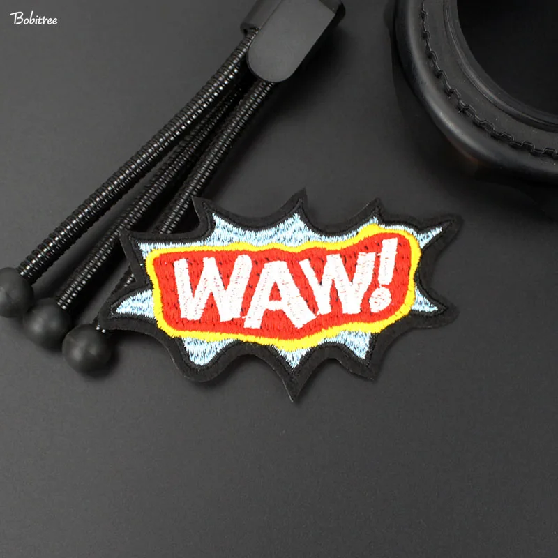 Модная мультяшная популярная гладильная нашивка WAW креативный вышитый значок
