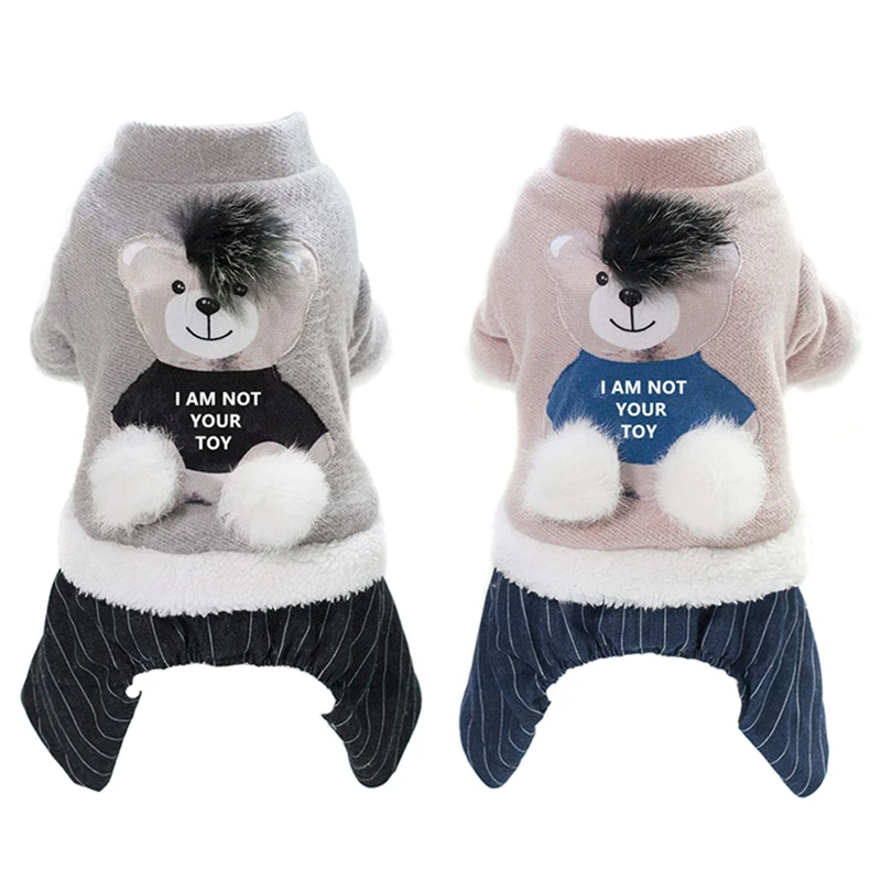 Милый медведь Pet Пальто Куртки для собак хлопок Костюмы тёплая зимняя обувь улицы