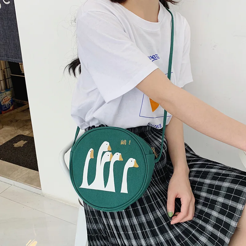 2019 круговой зеленый Гусь женская сумка сумки мессенджеры на застежках через