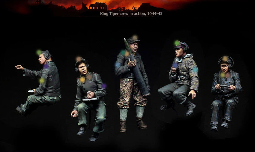Неокрашенный набор 1/35 King Tiger Crew in Action (5 фигурок) (без бака) фигурка из смолы