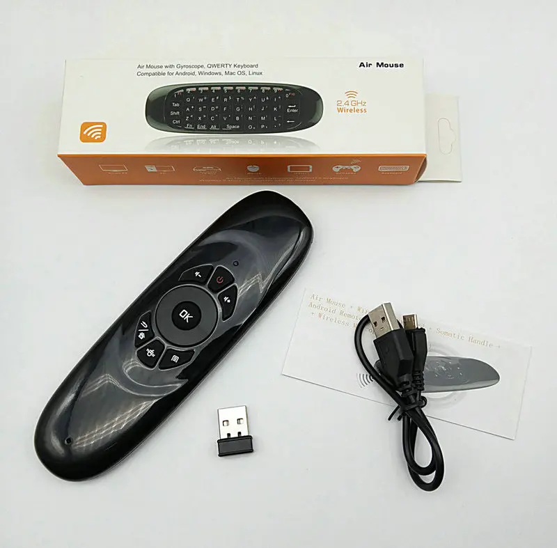 Tikigogo C120 fly air mouse с подсветкой клавиатурой и микрофоном голосовой поиск 2 4G мини