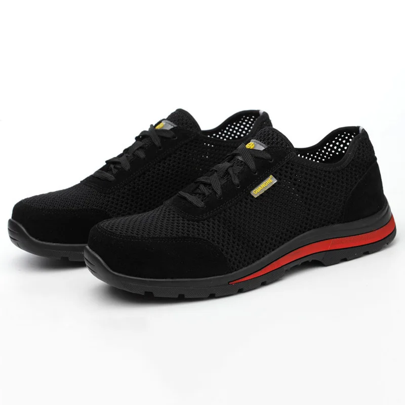 Новинка дышащая мужская обувь со стальным носком безопасные рабочие ботинки
