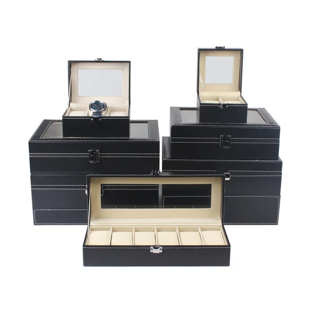 Multi-story fashion simple watch storage box open window leather gift bracelet plate luxury packaging finishing | Наручные часы