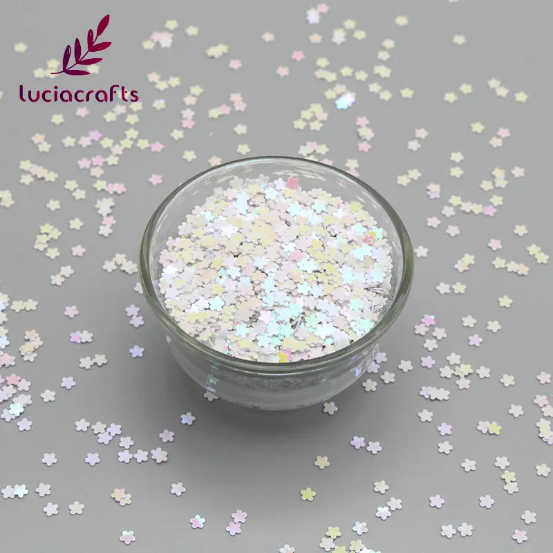 White 10g Lucia crafts 10 г/20 г 3 мм в форме цветка хлопья блестки радуга блесток свадебные/вечерние/ногтей/одежды конфетти DIY украшения D0111 - Цвет: White 10g