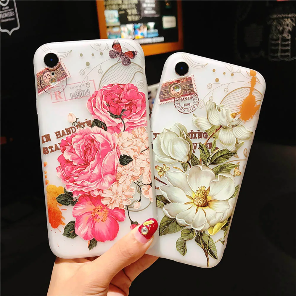 Цветочный узор чехол Чехол для iPhone 6 6S мягкий силиконовый Floral Protect мягкие Full Cover 7 8