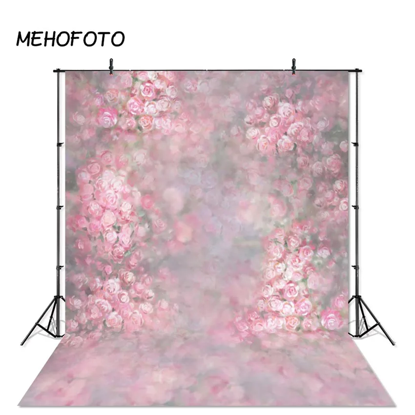 Фон для фотосъемки новорожденных MEHOFOTO с цветочным рисунком студийной розовыми