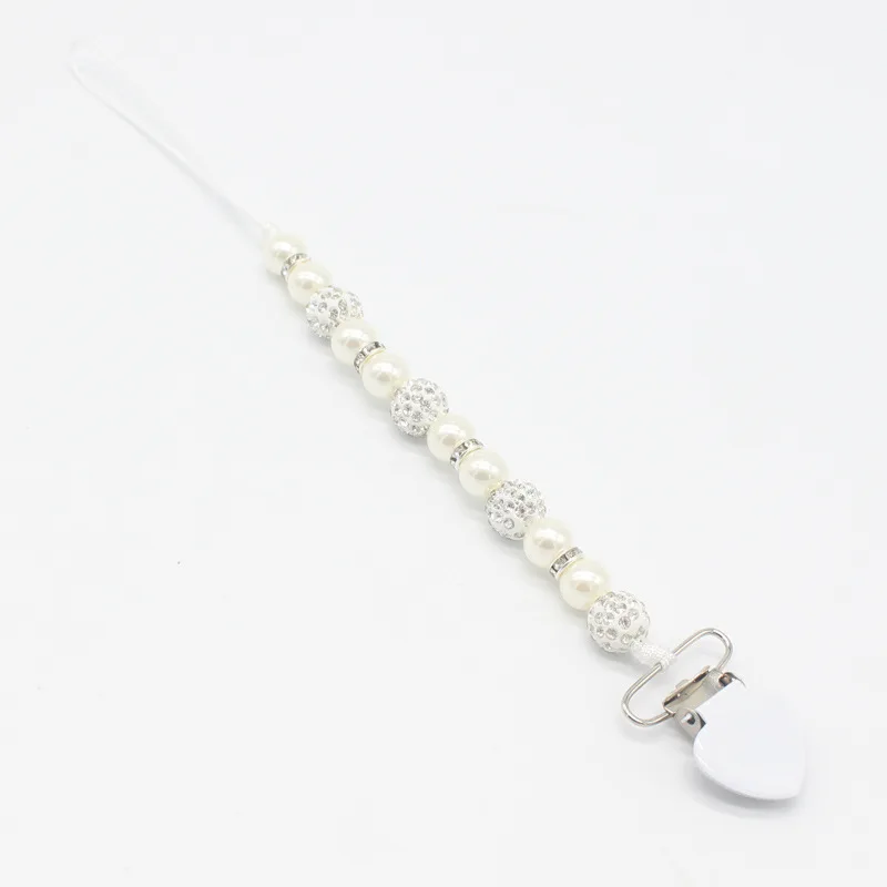 White Newborn Crystal Pacifier Chain Pacifier Holder Baby Anti-lost Pacifier Clip Chain Baby Products New Arrivals Dummy Feeding Clip - Цвет: White