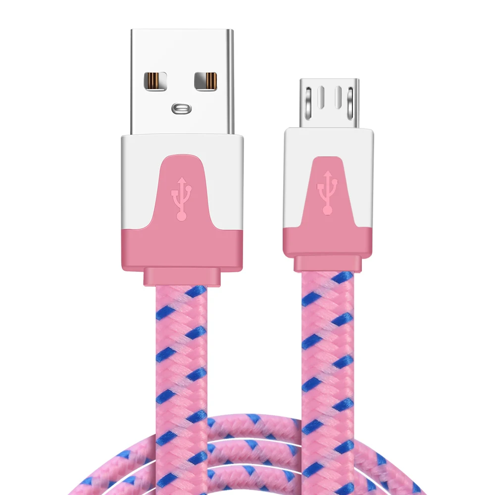 Pink Micro USB ROMICHW Micro USB кабель для быстрой зарядки USB кабель для передачи данных Android мобильный телефон usb зарядный шнур для samsung Xiaomi huawei нейлоновый кабель - Цвет: Pink Micro USB