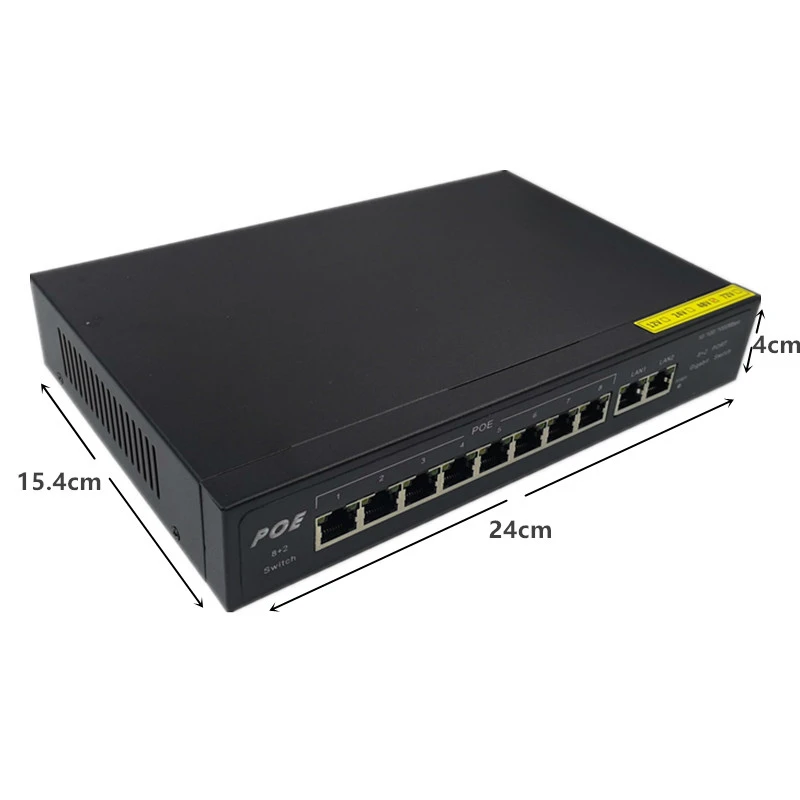 10-портовый гигабитный неуправляемый POE коммутатор 48 В 8*10/100 Мбит/с poort 2*10/100/1000 NVR 280M