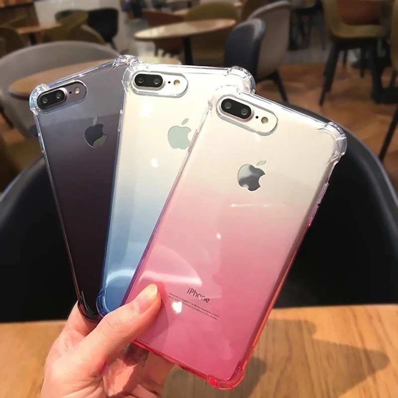 SIXEVE Роскошный Кристалл градиент Fanda для iPhone X 8 7 6 S Plus Clear силиконовый чехол